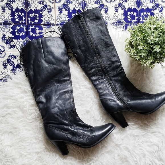 Zendra Shoes - ZENDRA leather tall heeled boots